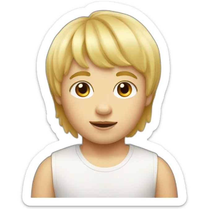 Toddler boy with short fringe and blonde mullet hairstyle sticker