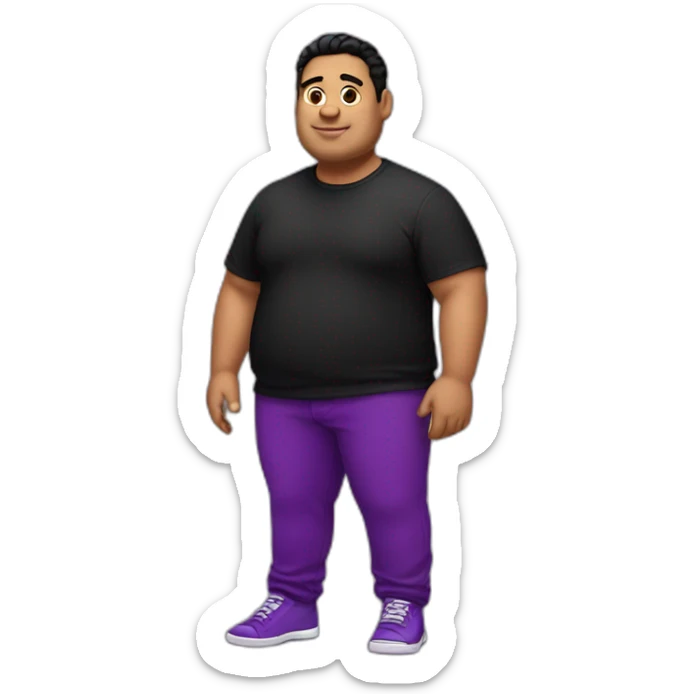 Fat latino Guy with red pants and purple shoes and black shirt sticker