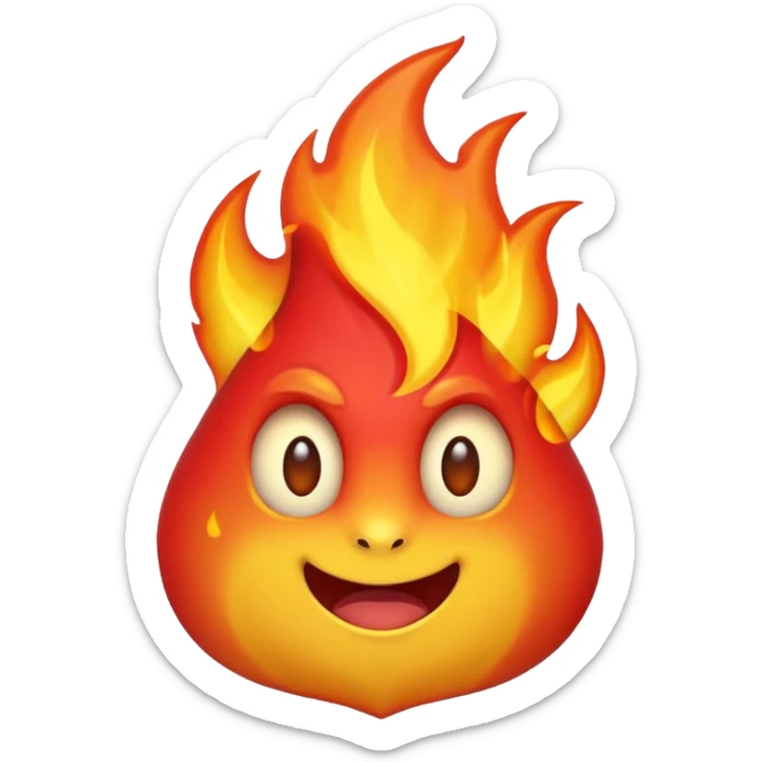 Flame illustrated in a playful and vibrant matte glass style, representing the fun and exciting aspects of the app firecrawl sticker