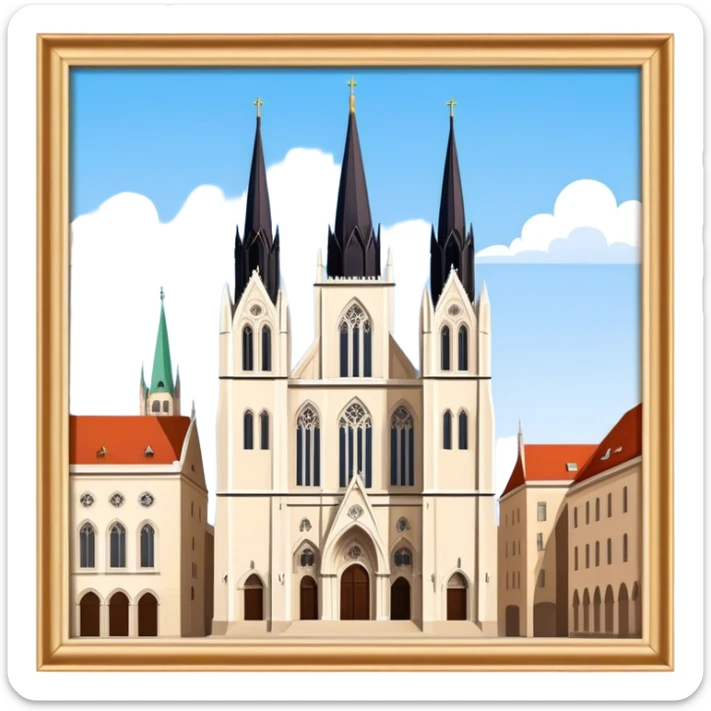 Zagreb Cathedral Landmark Emoji – Depicting its Gothic architecture and twin spires. sticker