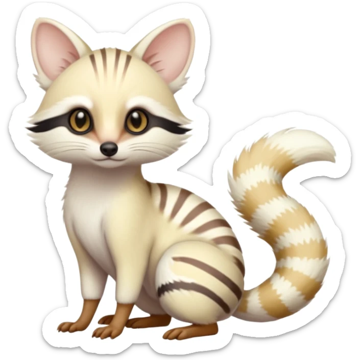 White albino pastel Genet-Numbat-Cacomistl-Tanuki-fusion-hybrid (full body) sticker