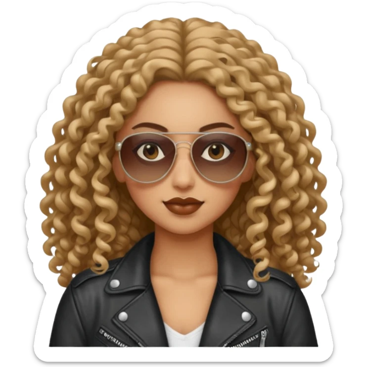 Biker Gang with Sunglasses,girl, long curly hair, sunglasses sticker