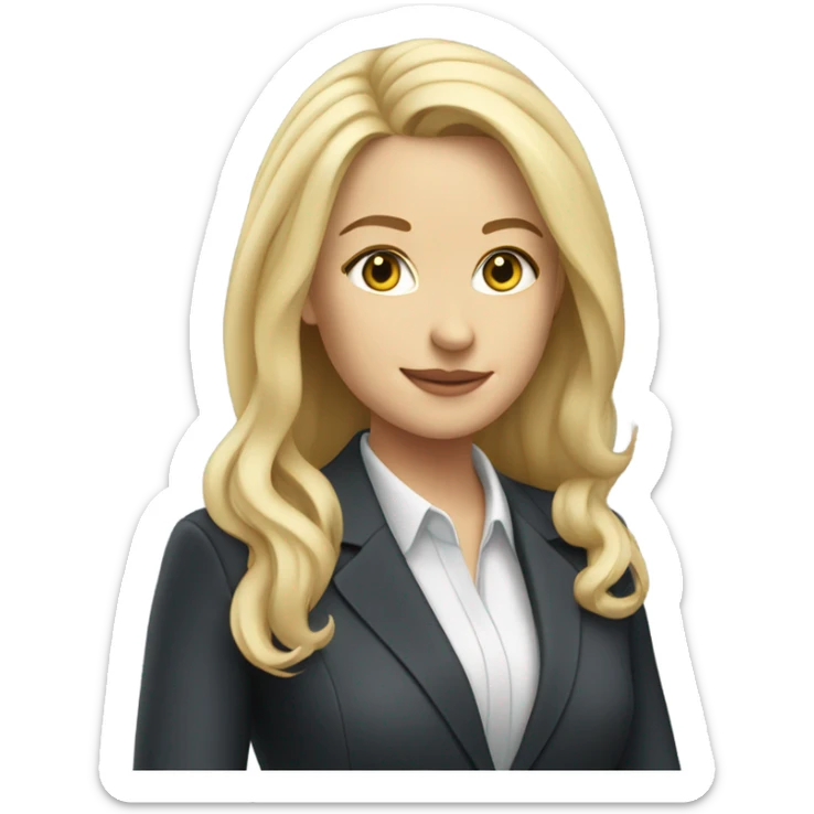 Pretty Caucasian blonde woman with pretty hair in a suit working  sticker