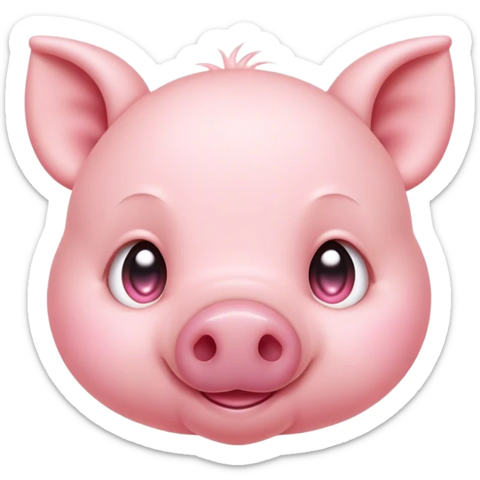 Cinematic Cute Piglet Portrait Emoji, Head tilted playfully and inquisitively, featuring a delicate rosy-pink hide with an adorably tiny snout and subtle sheen, round, sparkling beady eyes filled with boundless curiosity, Simplified yet irresistibly adorable features, highly detailed, glowing with a warm, friendly glow, high shine, affectionate and spirited, stylized with a touch of whimsical charm, bright and endearing, soft glowing outline, capturing the essence of a mischievous yet loving piglet, so playful it feels like it could nibble out of the screen and into your arms! sticker
