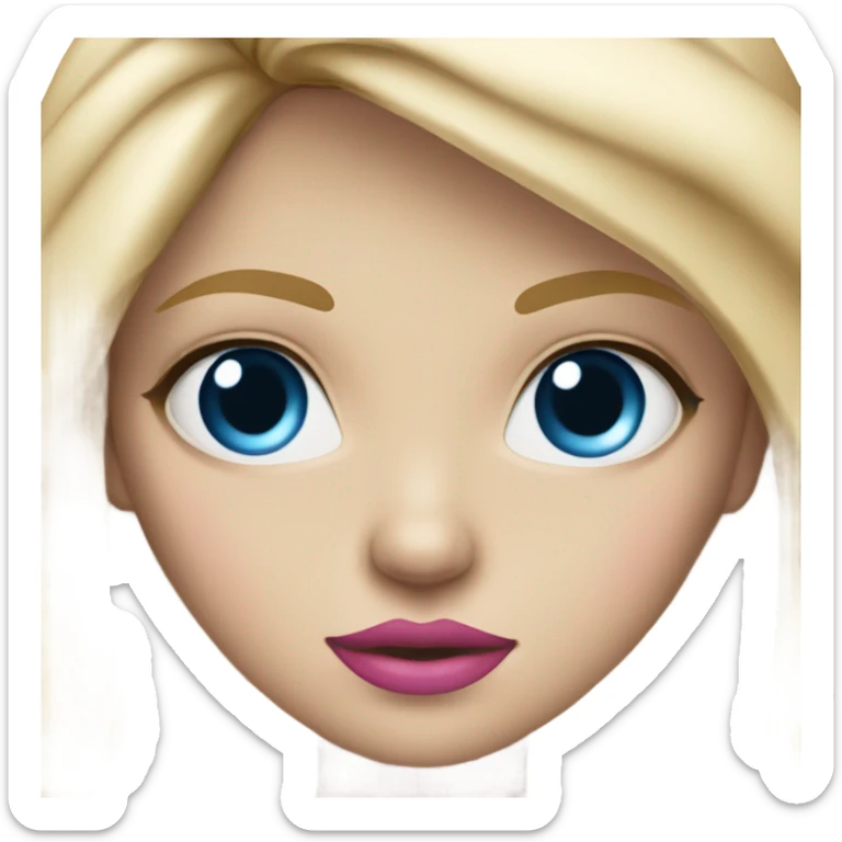 Blonde Long hair girl blue eyes big pink lips small nose beautiful  sticker