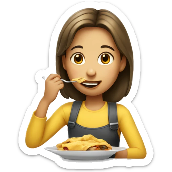 girl eating sticker
