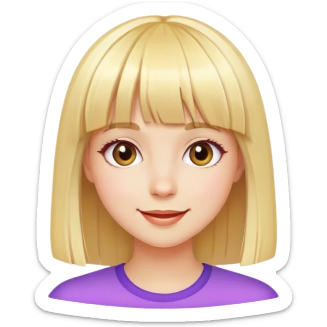 painter girl with straight blonde hair and very cheerful and colorful bangs sticker