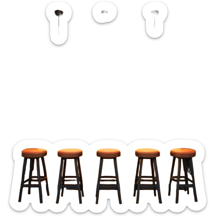 A 3D cartoon bar interior with a counter, glowing shelves of colorful bottles, tall stools, and hanging lights, warm ambient lighting, realistic reflections, Memoji-style. Photo Frame. sticker