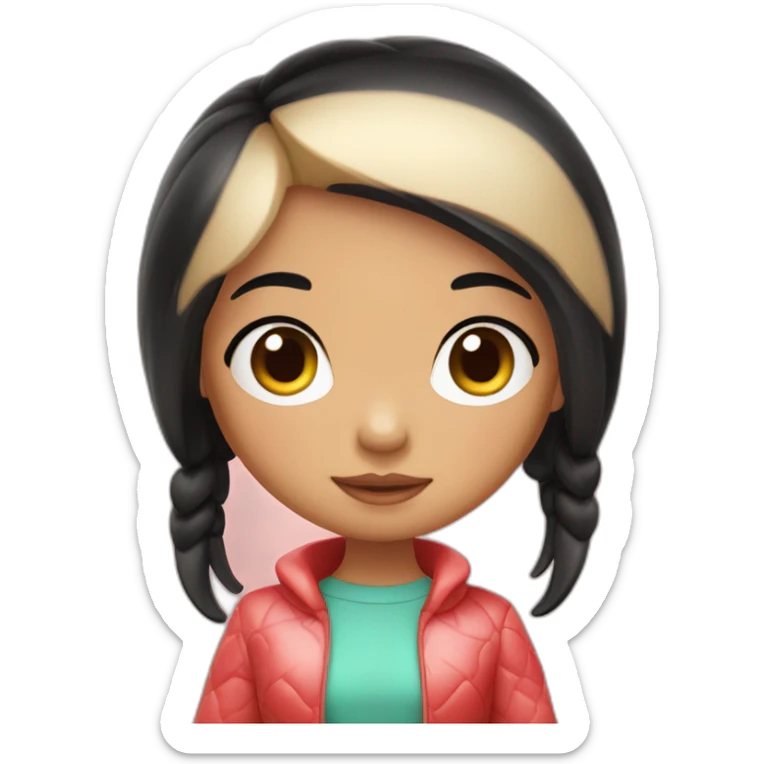 girl strawberry sonny angel with black hair and tan skin sticker