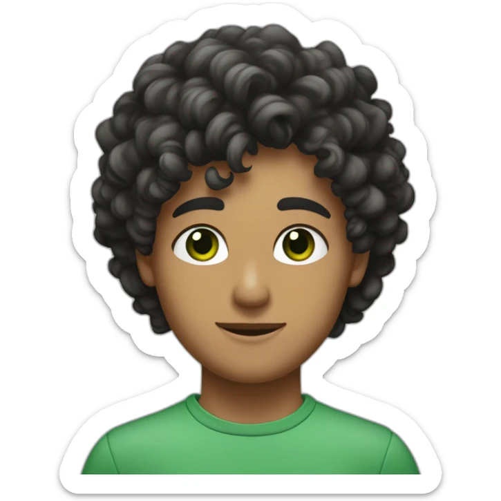 Jeune homme Algérien avec des cheveux noir curly et des yeux vert et un jawline charp sticker