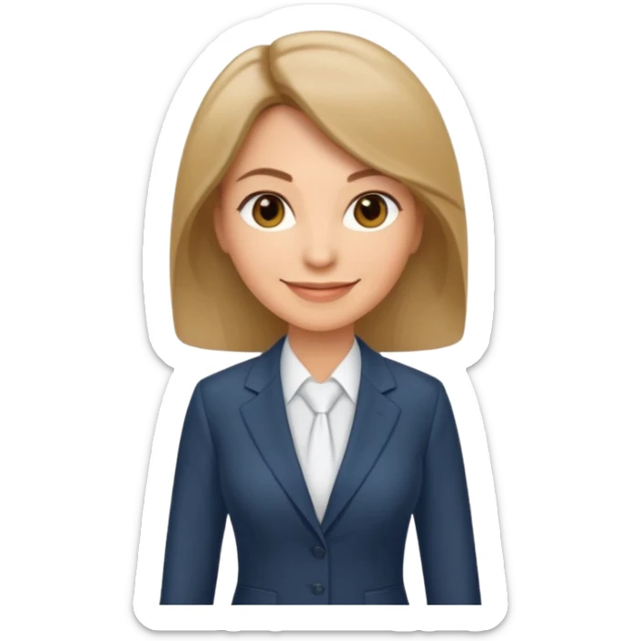 business woman with characters in her forties in full suit dark blond hair standing sticker