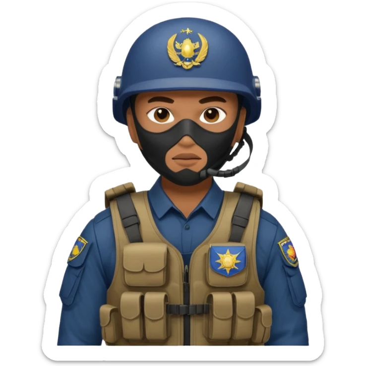 I want an emoji for a male filipino special action force officer with mask  sticker