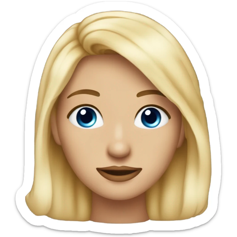 Haz a una chica rubia con pelo rizado medio y ojos azules y que sea muy guapa y lleve un conjunto muy elegante sticker