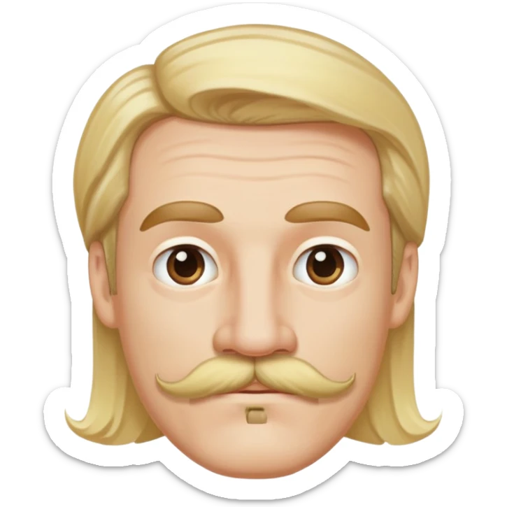 Đàn ông, mặt to, râu mép tóc vàng, cằm dài, mặt đầy đặn dài sticker