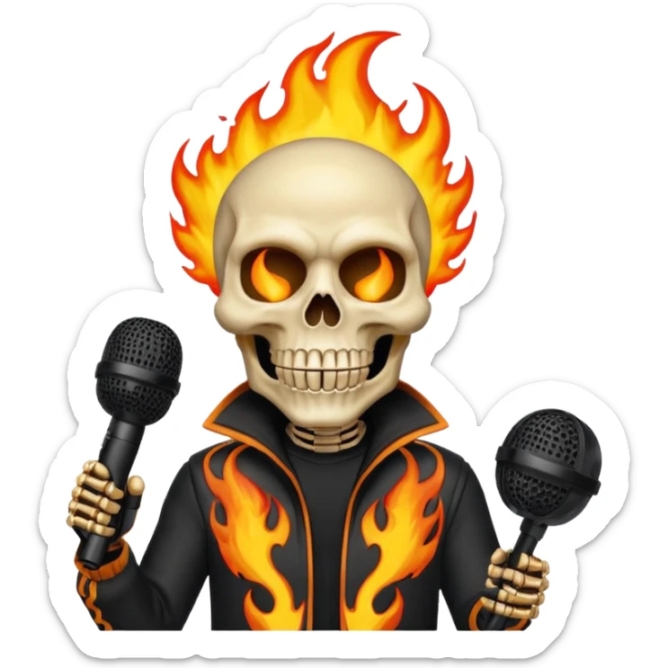 creame un emote de la skin Inferno Skeleton Balvin de fortnite, es naranja la skin sticker