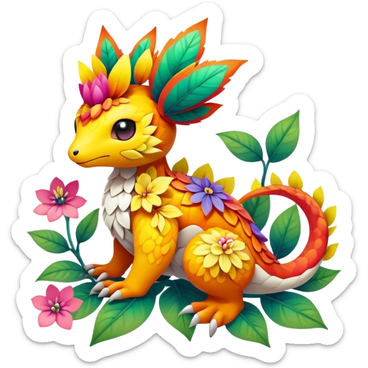 Colorful Floral Fakémon-Pokémon-creature sticker