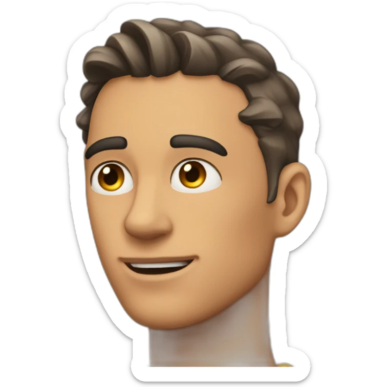 mewing, perfect jawline, very sharp and chad jawline, hand on ear, deaf emoji type vibe sticker