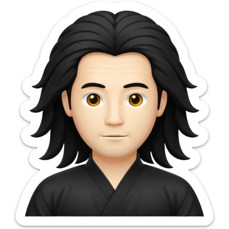 homme au cheveux long qui pratique le qi gong, en habits noirs ou blancs, en position de pratique sticker