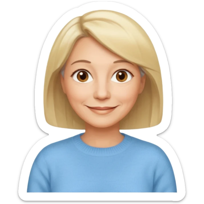 FEMME 60 ANS CHEVEUX CARRé blonds yeux marrons sourrir sticker