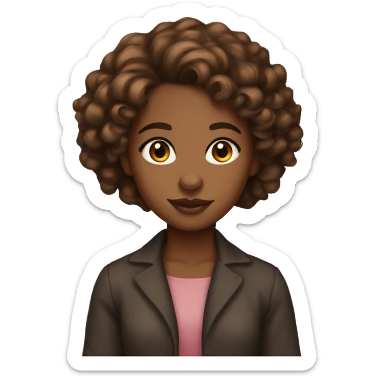 Brown girl with curly dark brown hair amber hazel eyes relator with for sale sign  sticker