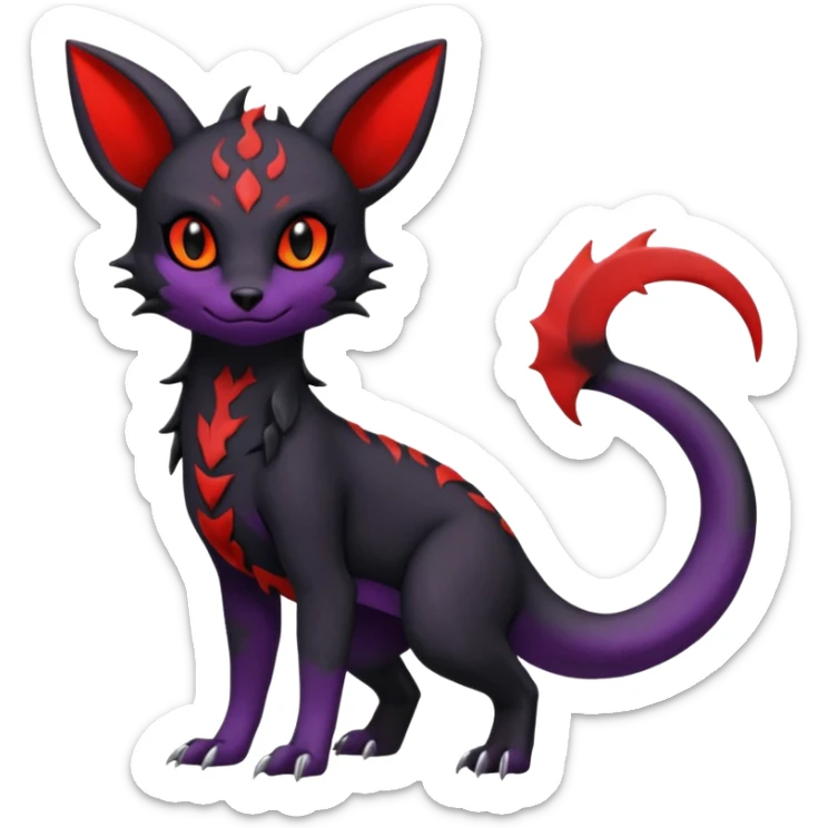 Edgy gothic dark magma-Salandit-Umbreon-Litten-hybrid-fusion (full body) sticker