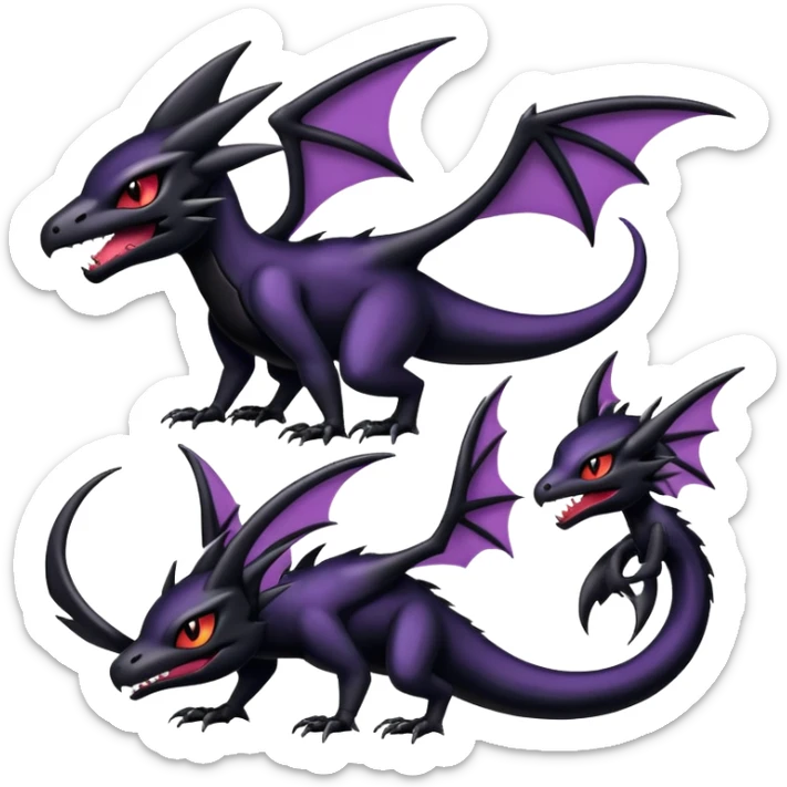 Shiny Epic Badass Edgy Dark Gothic Noibat-Salandit-Salazzle-Noivern-Nargacuga-Litten-Hybrid sticker