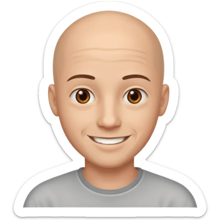 homme chauve jeune sans barbe yeux marrons sourrir sticker