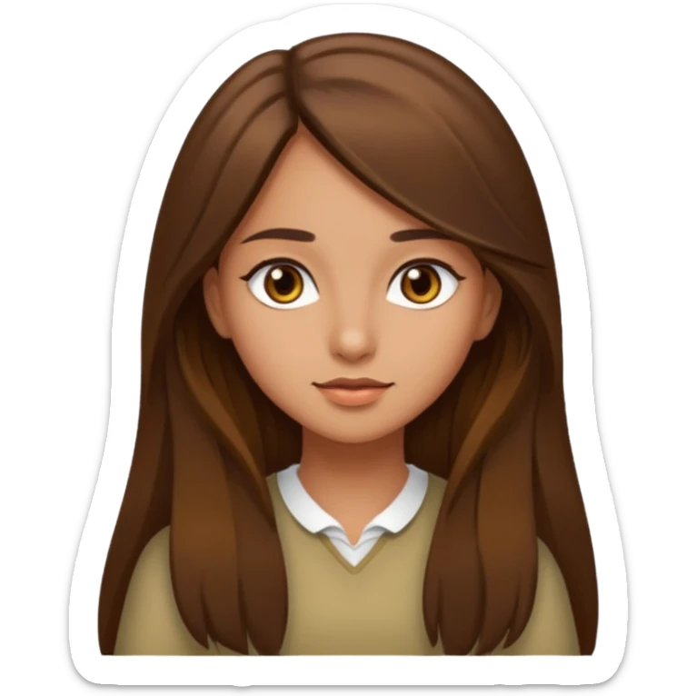 Girl with long brown hair and brown eyes with olive skin sticker