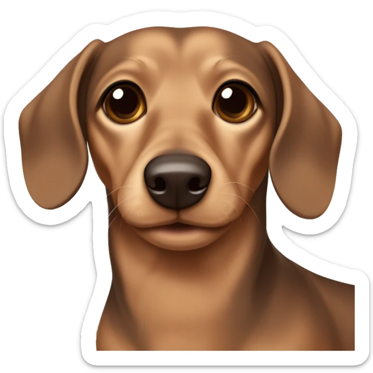 Light sandy brown wired hair dachshund with dark brown ears and no fur on the ears more curly hair and very dark brown ears sticker