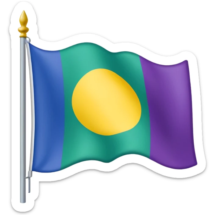 Bandera color azul amarillo morado y verde, seccionada en 4 partes iguales sticker