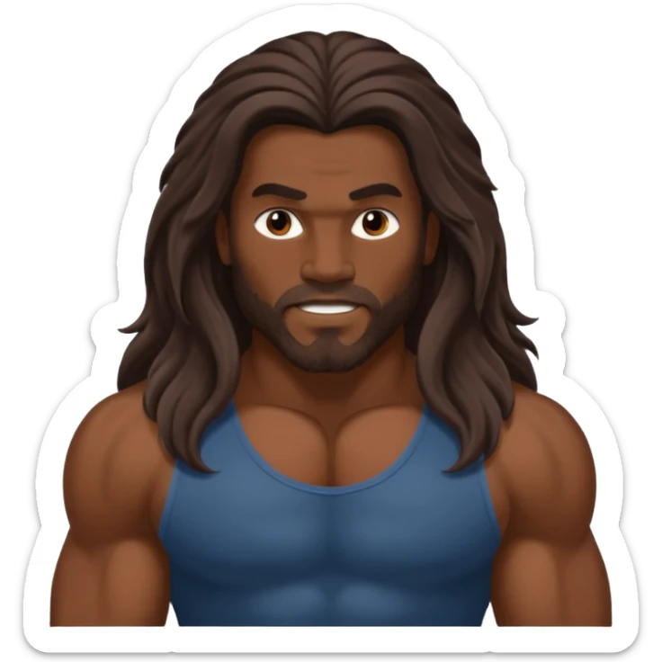 A biblical illustration of Samson, a muscular man with long flowing hair symbolizing his strength. He is depicted about to get a hair cut sticker