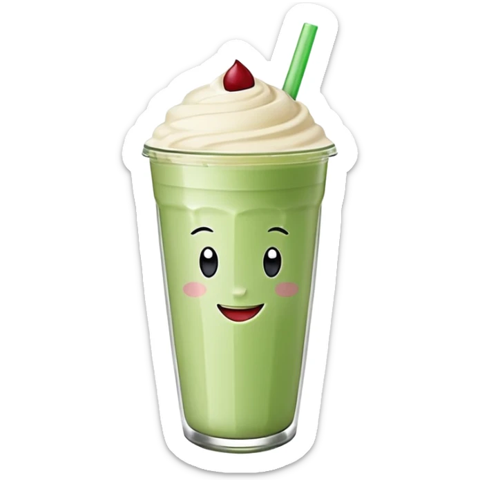 un vaso de batido animado, de caricatura, con tapa y pitillo, que tenga brazos y piernas, cara tierna y que inspire confianza y amabilidad sticker