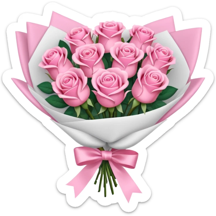 bouquet of pink roses beyaz paketli sticker