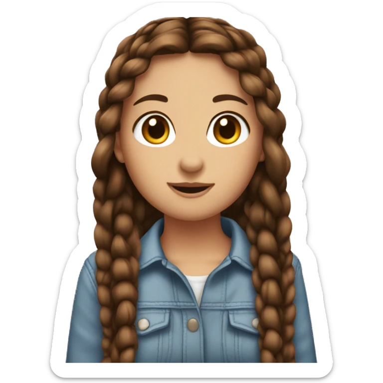 pretty girl with long brown hair in two braids and brown eyes sticker