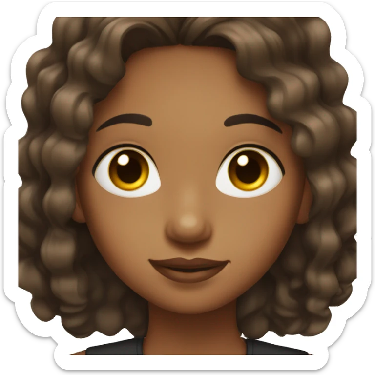 brown girl with black wavy hair and brown eyes sticker