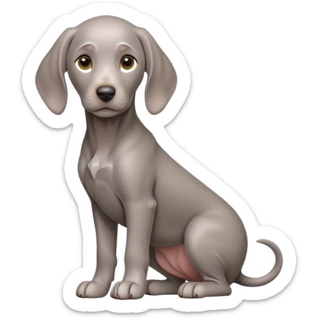 cinematic-noble-weimaraner puppy-full body-emoji on all fours,-poised-and-regal,-with-a-strong,-athletic-build-and-a-lustrous,-well-groomed-grey fur,-deep-set-soulful-brown-eyes,-simplified-yet-sharp-and-sophisticated-features,-highly-detailed, sticker