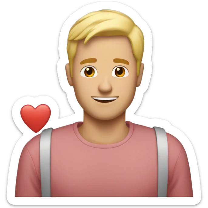 A blonde man showing how in love he is with tons of hearts sticker
