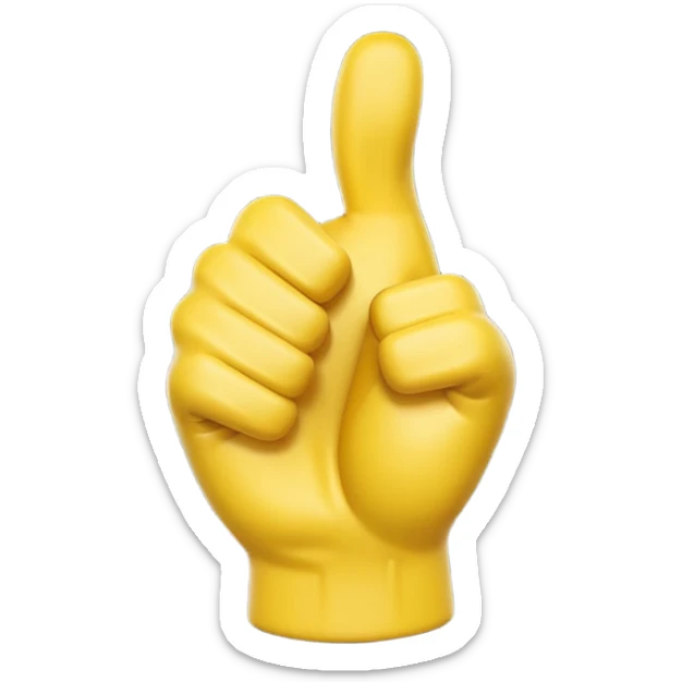 Use the original thumbs up emoji as a template, and create an image of a modified thumbs up where an exact copy but much smaller version of the large thumbs up, has its fingers wrapped around the large thumbs up sticker