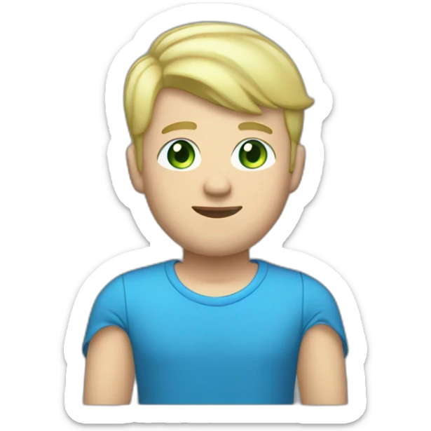 men 30 years old,blond short haire, white skin, blue eyes, green tee-shirt, full body  sticker