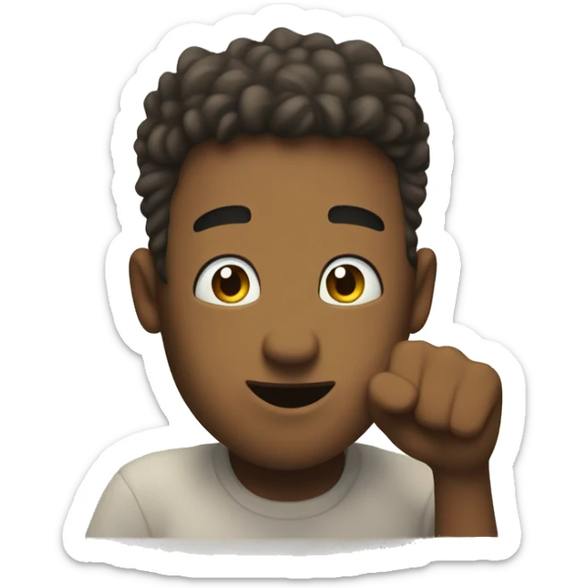 person with fist on cheek wistfully looking out of window happy nice summer's day slack but happy mouth dreaming eyes daydreaming sticker