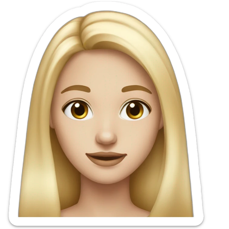 20 year old pretty girl, small sharp nose, long blonde hair, white skin tone. sticker