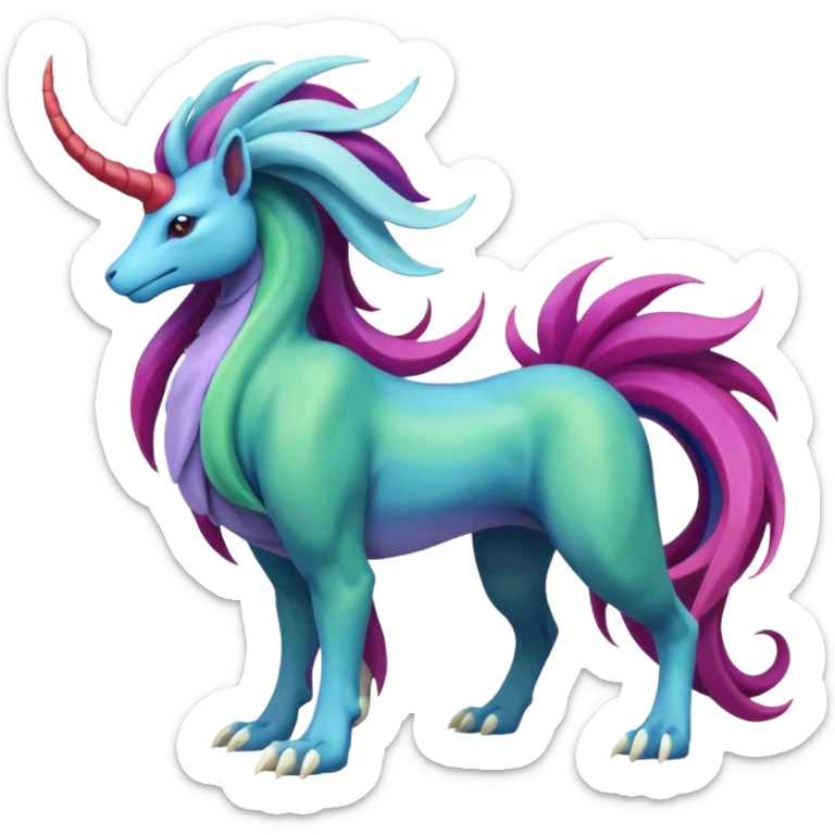Meganium-Amaura-Suicune-Fakémon-fusion-creature (full body) sticker