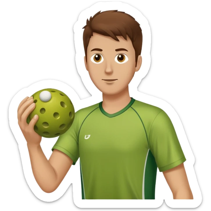 I want a tall white guy with brown hair spiking a pickle ball sticker