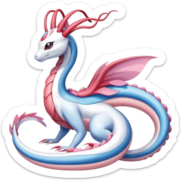 Milotic-Sylveon-Dragonair-Fakémon-hybrid-creature (full body)  sticker