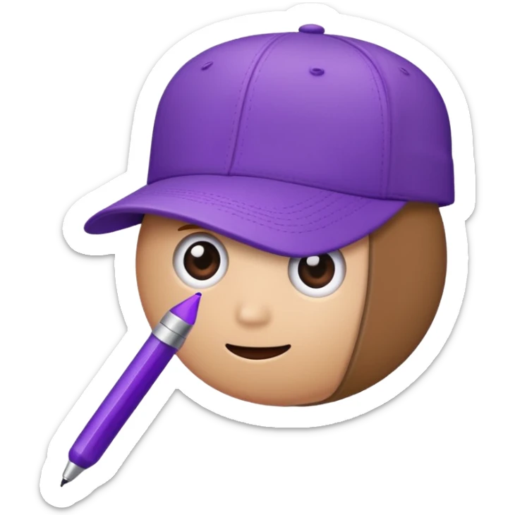 A plastic brown ball cap and the long rectangle purple. (With a pen) And looks like a BFDI style sticker