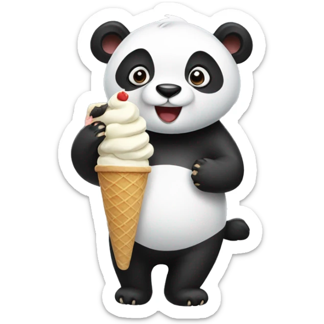 Panda eating ice cream sticker