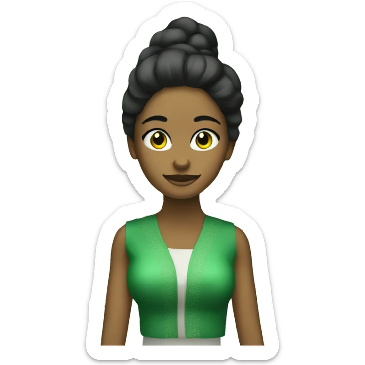 mujer pelo negro,  ojos verdes y espejuelos,  rellenita sticker