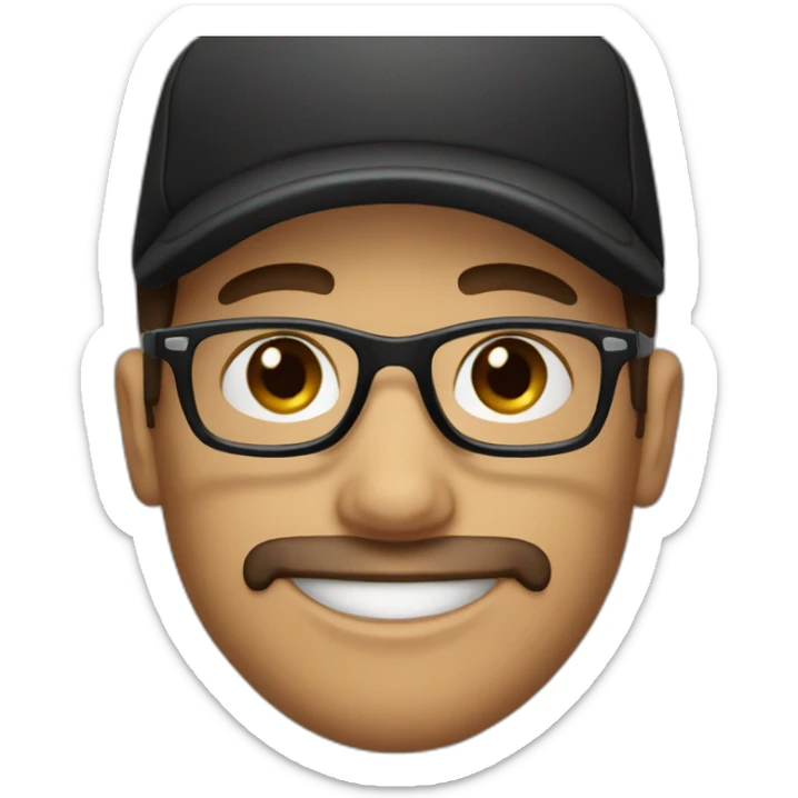 barista with black hat and glasses and brown hair sticker