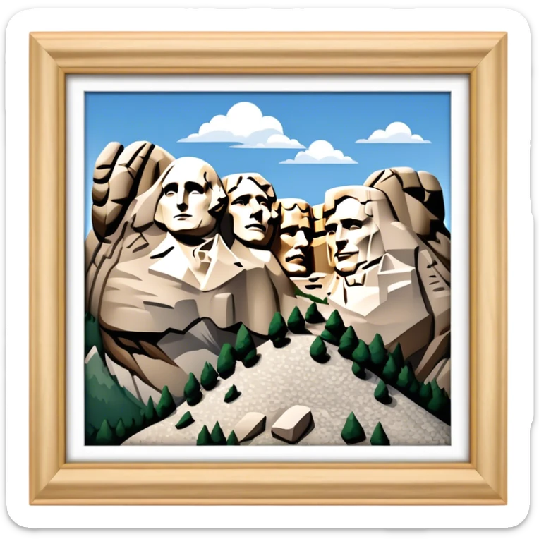 Mount Rushmore Landmark Emoji – Displaying the carved faces of four U.S. presidents in the granite mountainside. sticker