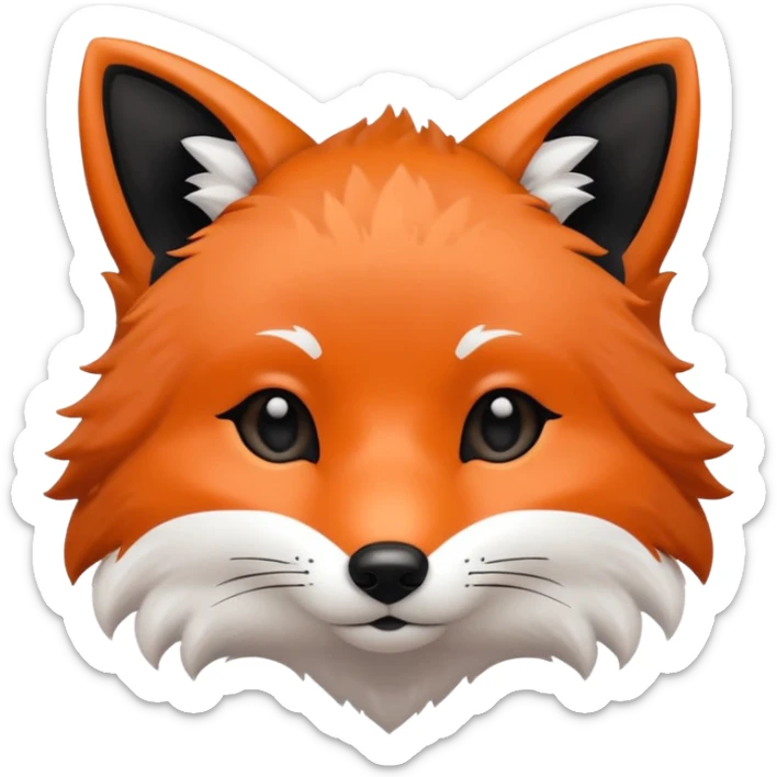 une tête de renard trop kawaii avec des poils noirs à la place des poils blancs sticker